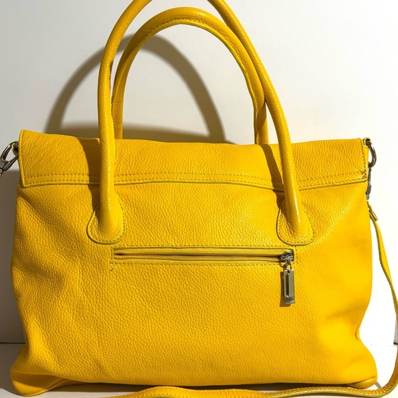 Borse in pellle Yellow Leather satchel Handbag - Picture 2 of 7
